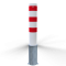 Barrier bollard | Steel tube  193 x 3.6 mm | removable | without lock | Total length in mm 1500 | hot-dip galvanized and white coated withthree red reflecting stripes